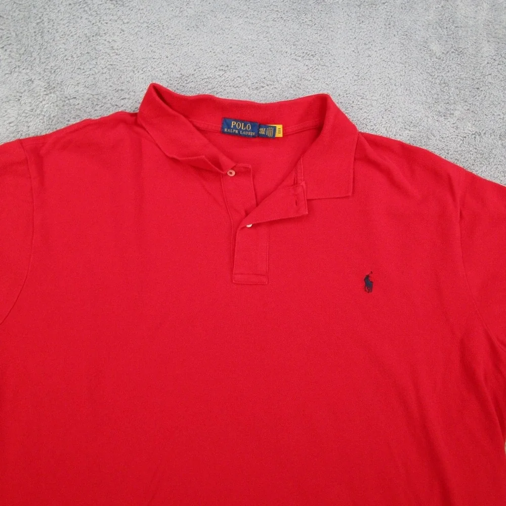 Polo Ralph Lauren Mens 4XLT Red Cotton Pique Short Sleeve Pony Logo Polo Shirt